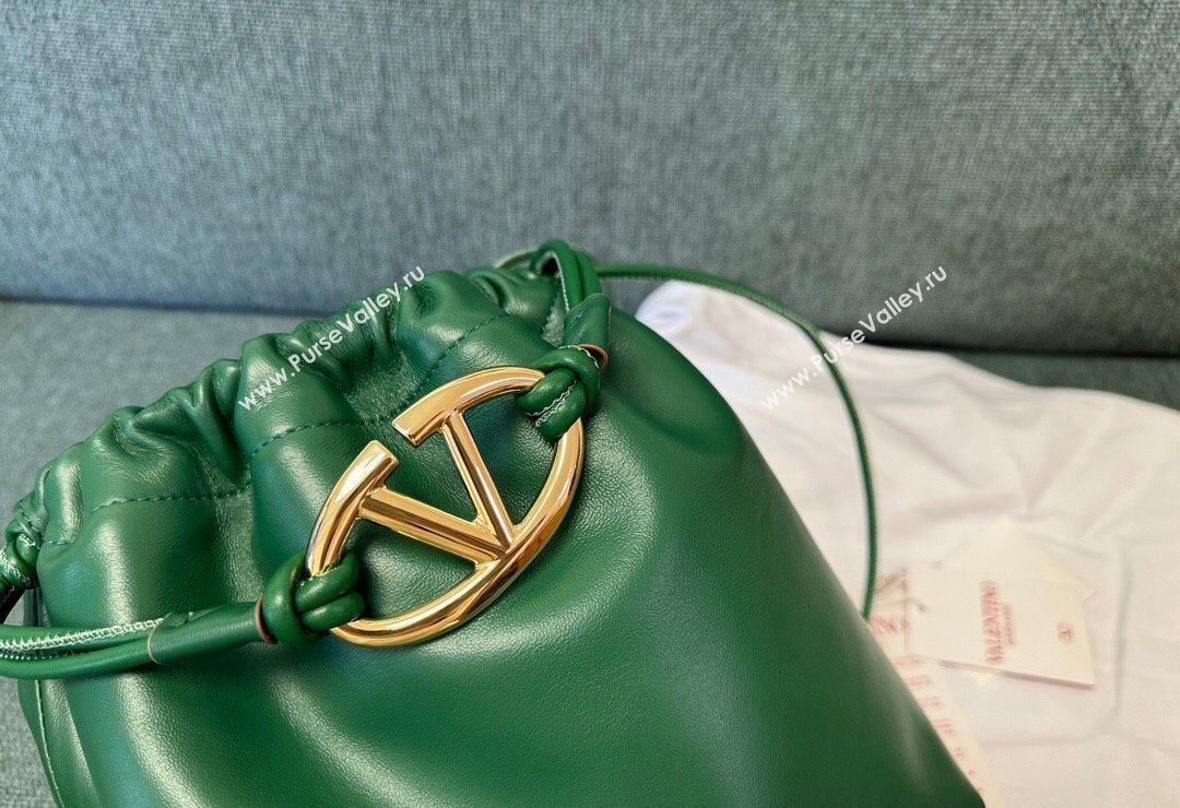 Valentino Vlogo Pouf Nappa Leather Small Bucket Bag Green 2024 0501S (JD-240417029)