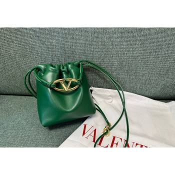 Valentino Vlogo Pouf Nappa Leather Mini Bucket Bag Green 2024 0501S (JD-240417021)