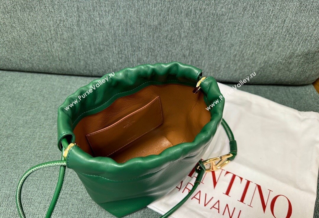 Valentino Vlogo Pouf Nappa Leather Mini Bucket Bag Green 2024 0501S (JD-240417021)