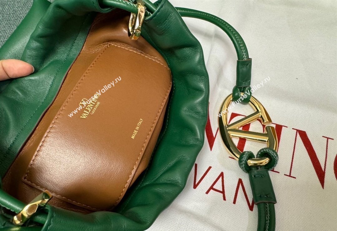 Valentino Vlogo Pouf Nappa Leather Mini Bucket Bag Green 2024 0501S (JD-240417021)