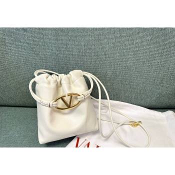 Valentino Vlogo Pouf Nappa Leather Mini Bucket Bag White 2024 0501S (JD-240417022)