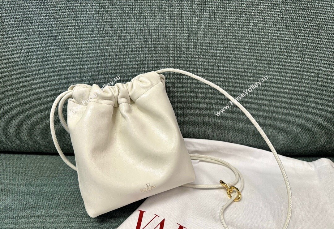 Valentino Vlogo Pouf Nappa Leather Mini Bucket Bag White 2024 0501S (JD-240417022)
