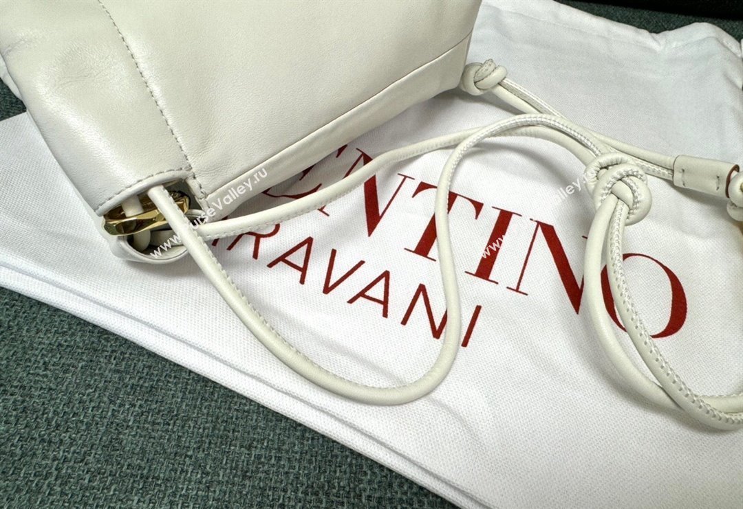 Valentino Vlogo Pouf Nappa Leather Mini Bucket Bag White 2024 0501S (JD-240417022)