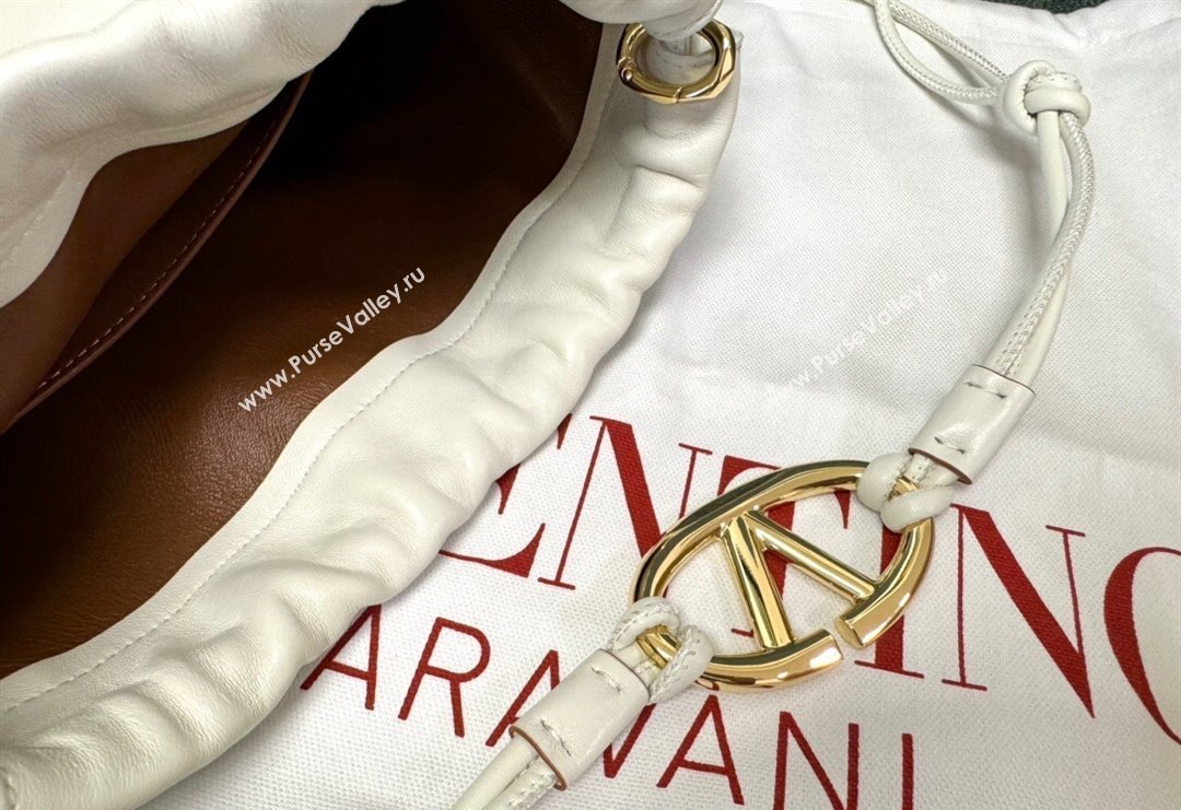 Valentino Vlogo Pouf Nappa Leather Mini Bucket Bag White 2024 0501S (JD-240417022)