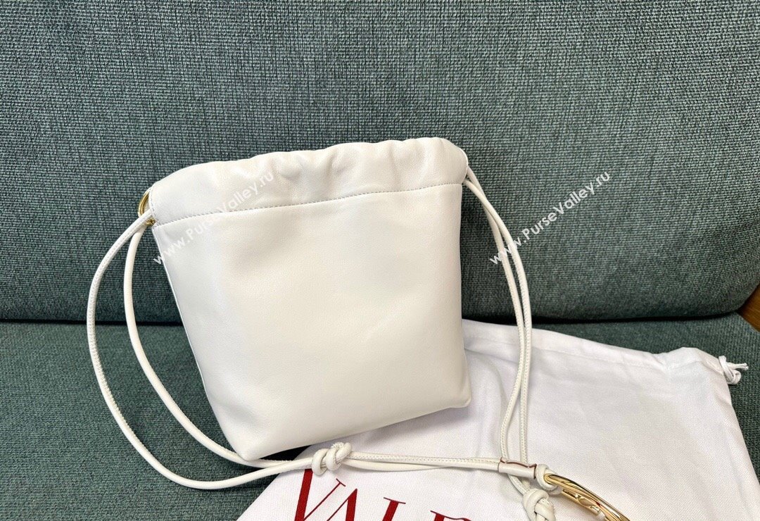 Valentino Vlogo Pouf Nappa Leather Mini Bucket Bag White 2024 0501S (JD-240417022)