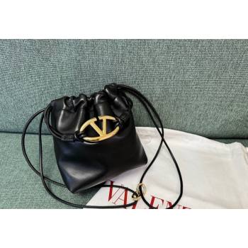 Valentino Vlogo Pouf Nappa Leather Mini Bucket Bag Black 2024 0501S (JD-240417023)