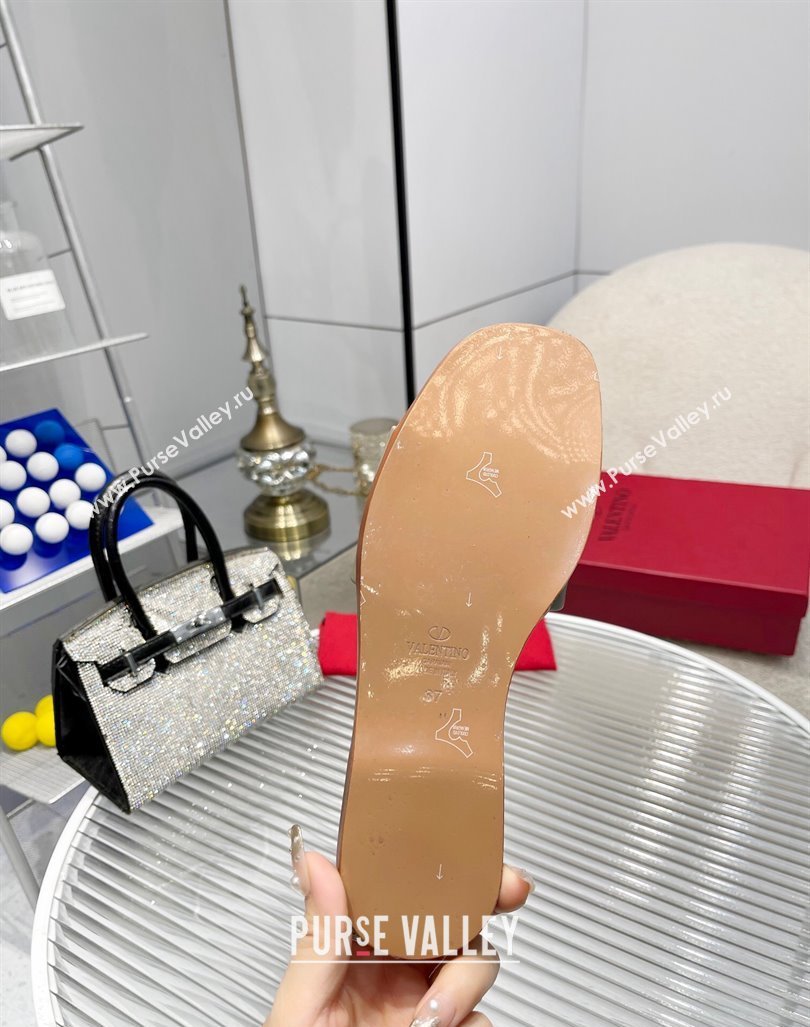 Valentino VLogo Cut-out Calfskin Flat Slide Sandals Grey 2024 (Rubber Outsole) (MD-240429054)