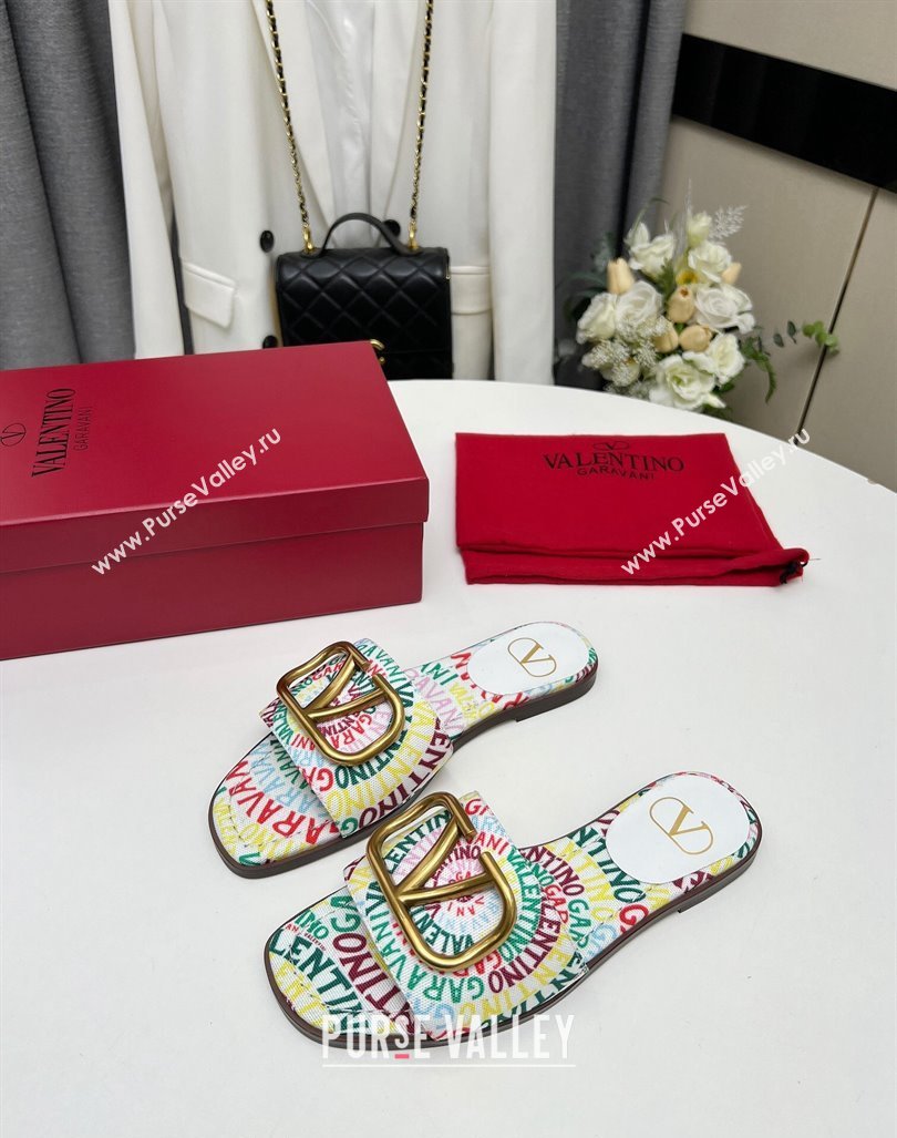 Valentino VLogo Printed Flat Slide Sandals Yellow/Others 2024 0429 (MD-240429065)