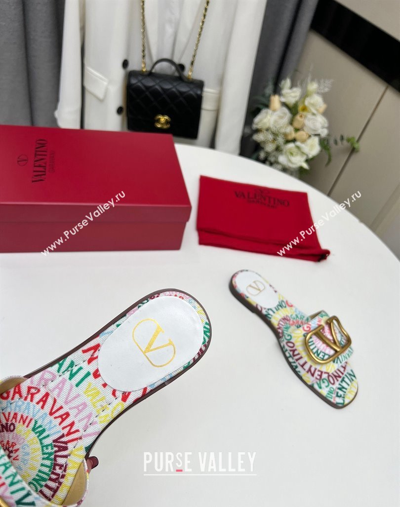 Valentino VLogo Printed Flat Slide Sandals Yellow/Others 2024 0429 (MD-240429065)