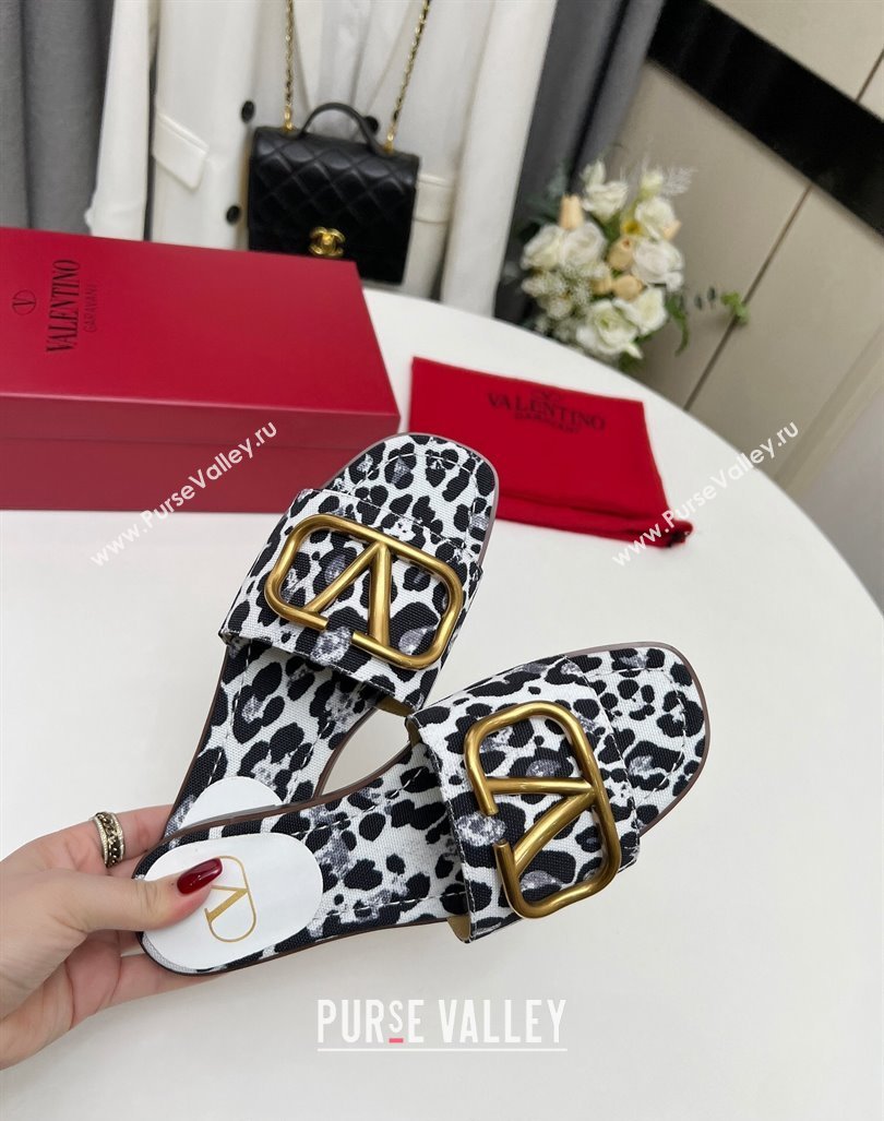 Valentino VLogo Printed Flat Slide Sandals Black/White 2024 0429 (MD-240429066)