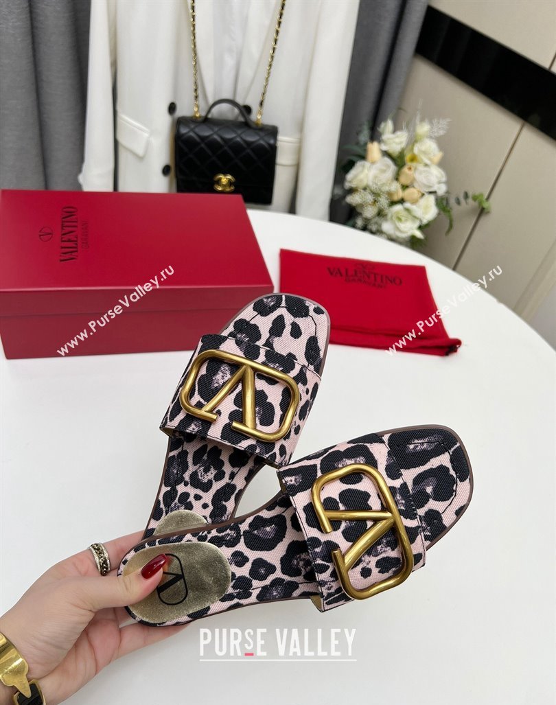 Valentino VLogo Printed Flat Slide Sandals Light Pink 2024 0429 (MD-240429068)