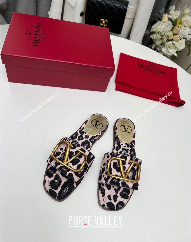 Valentino VLogo Printed Flat Slide Sandals Light Pink 2024 0429 (MD-240429068)