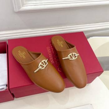 Valentino The Bold Edition VLogo Flat Mules Tan Brown 2024 0429 (MD-240429086)