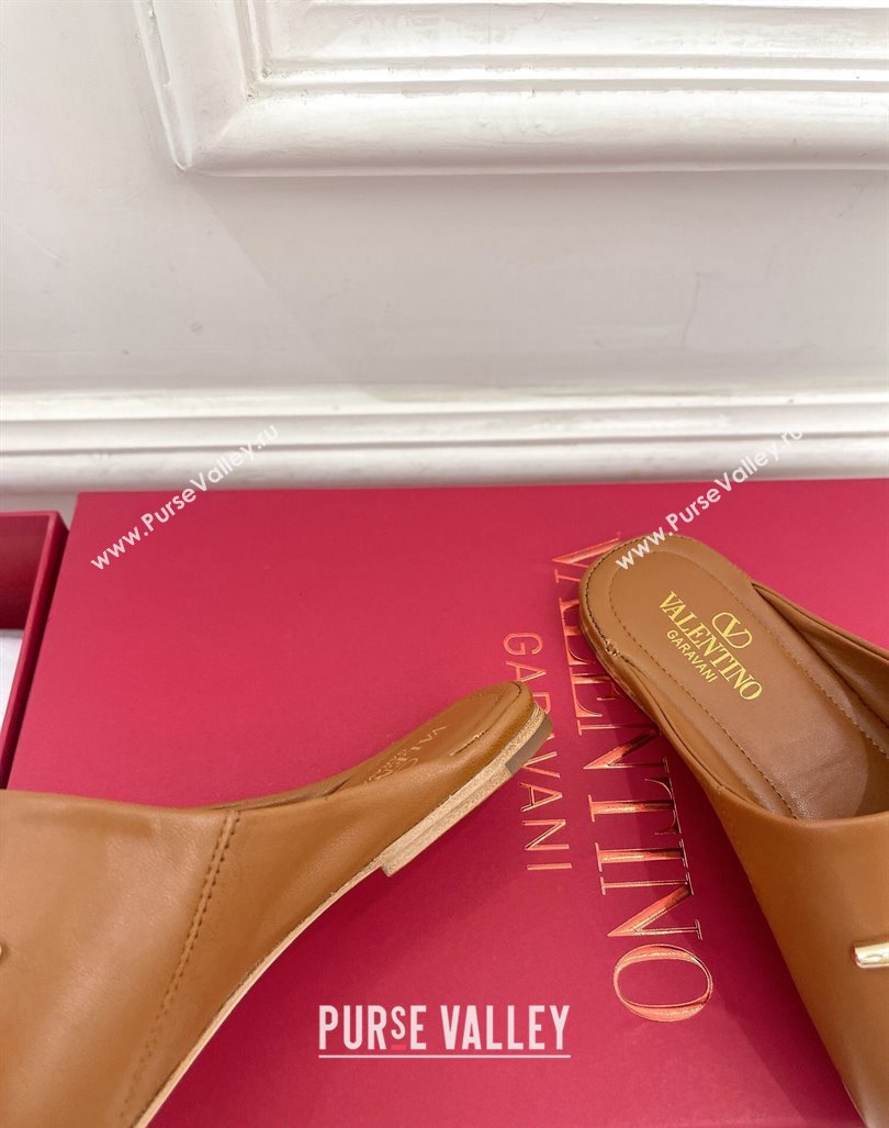 Valentino The Bold Edition VLogo Flat Mules Tan Brown 2024 0429 (MD-240429086)