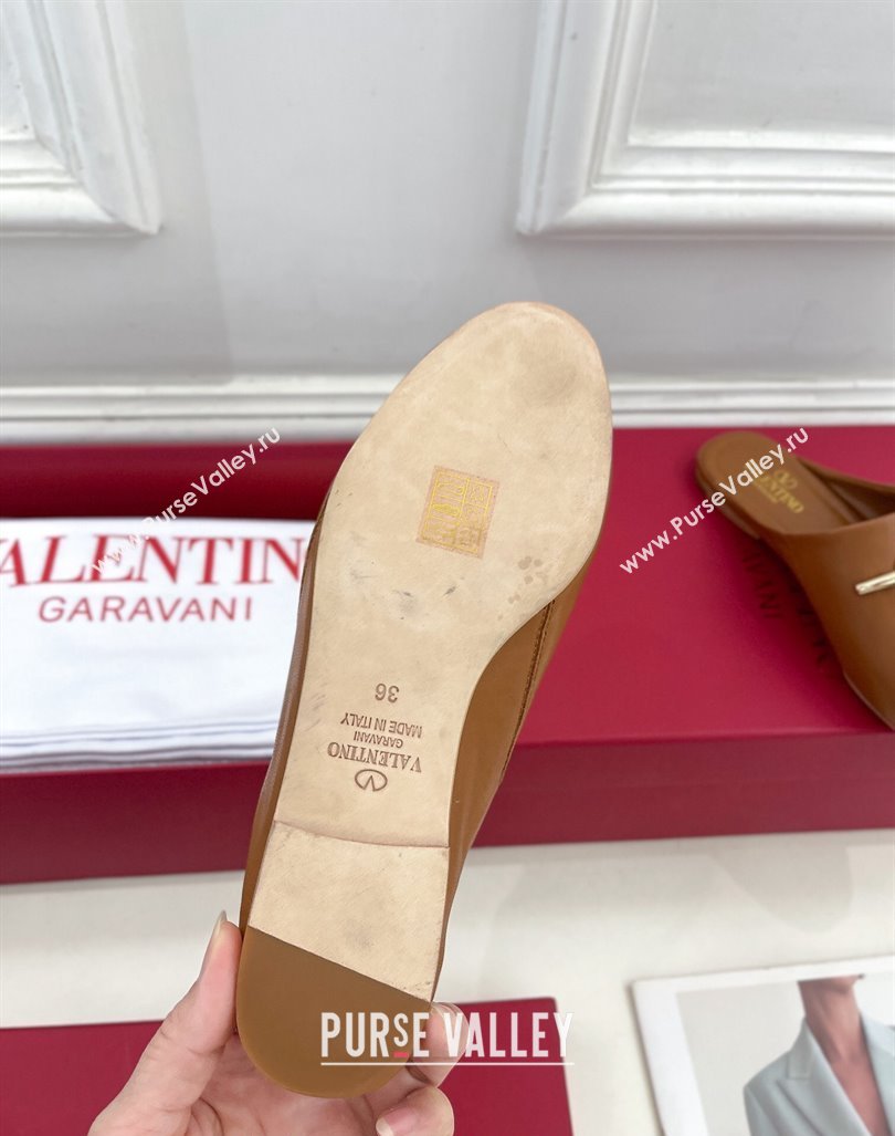 Valentino The Bold Edition VLogo Flat Mules Tan Brown 2024 0429 (MD-240429086)