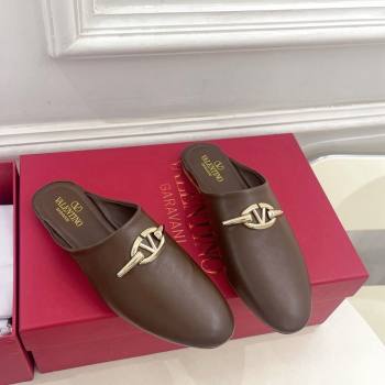 Valentino The Bold Edition VLogo Flat Mules Dark Brown 2024 0429 (MD-240429087)