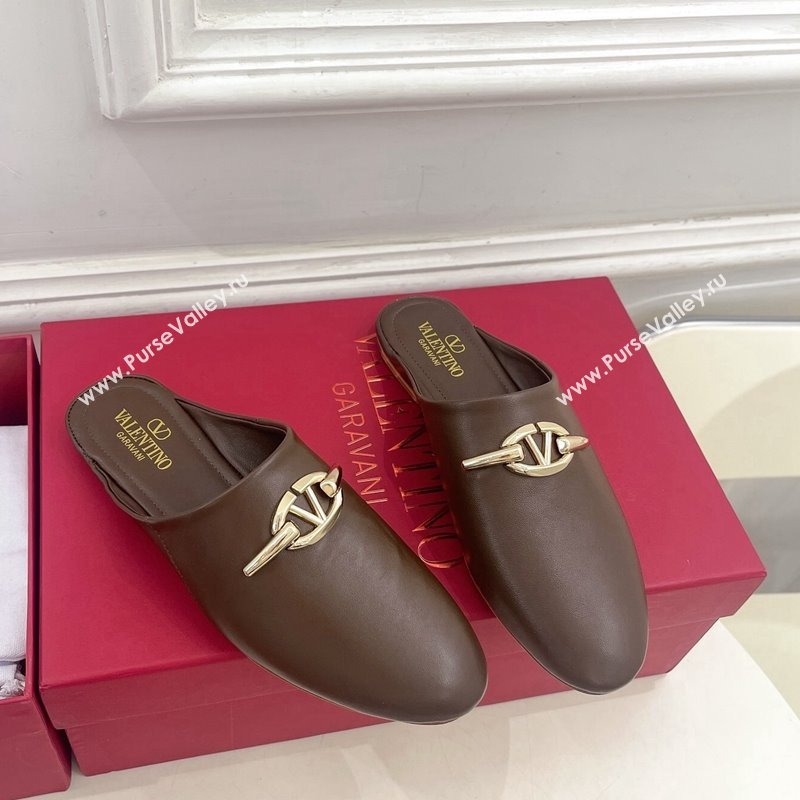 Valentino The Bold Edition VLogo Flat Mules Dark Brown 2024 0429 (MD-240429087)