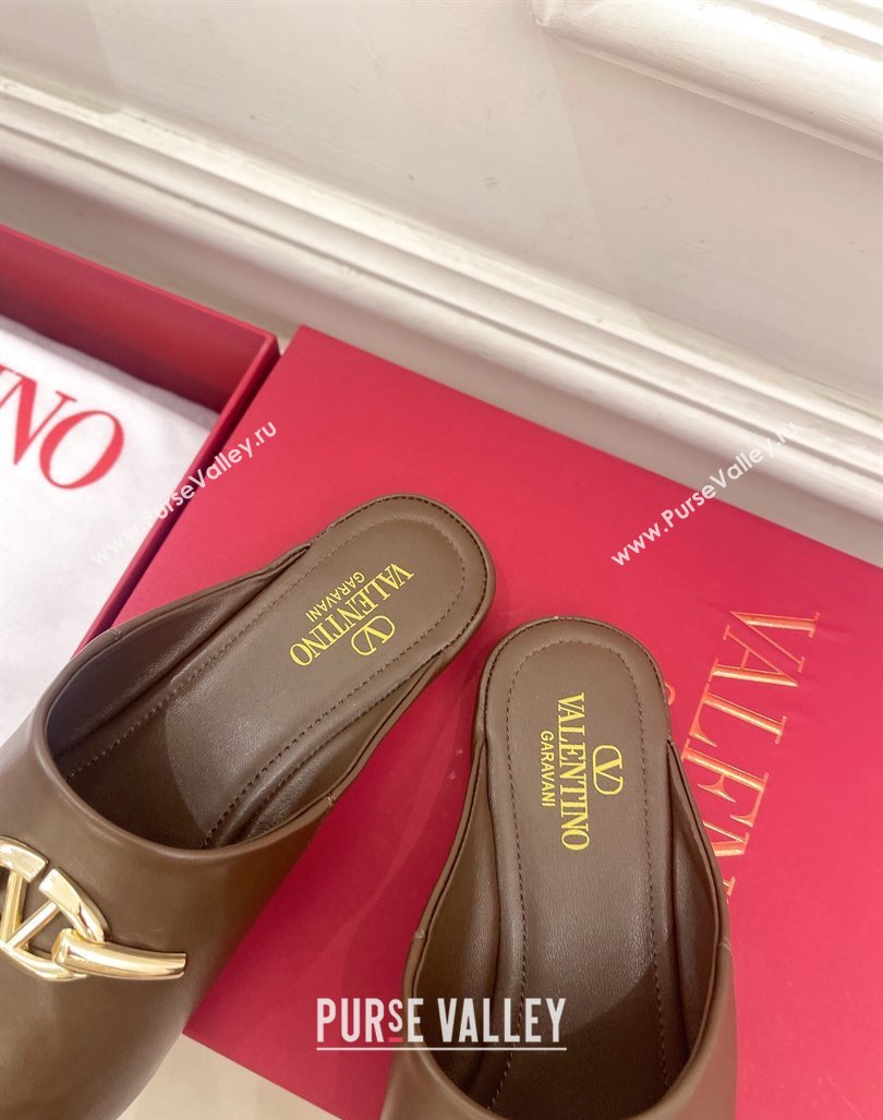 Valentino The Bold Edition VLogo Flat Mules Dark Brown 2024 0429 (MD-240429087)