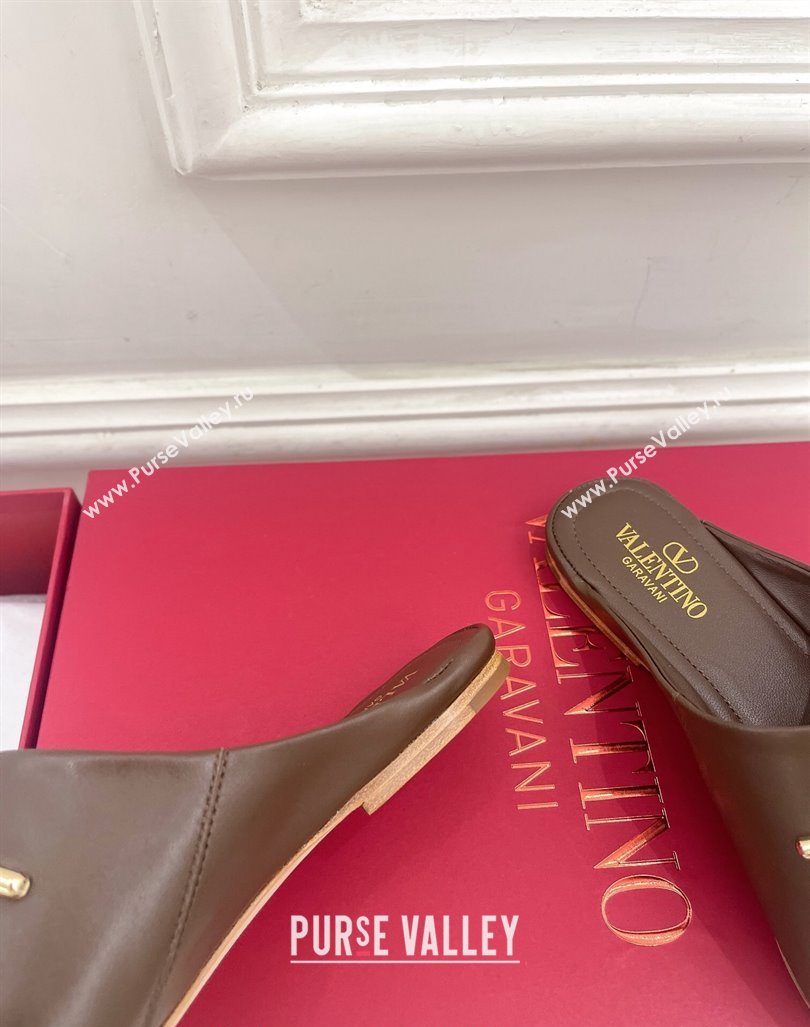 Valentino The Bold Edition VLogo Flat Mules Dark Brown 2024 0429 (MD-240429087)