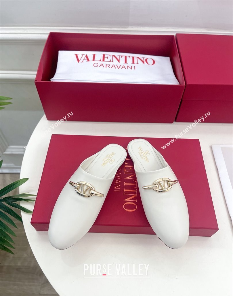 Valentino The Bold Edition VLogo Flat Mules White 2024 0429 (MD-240429088)