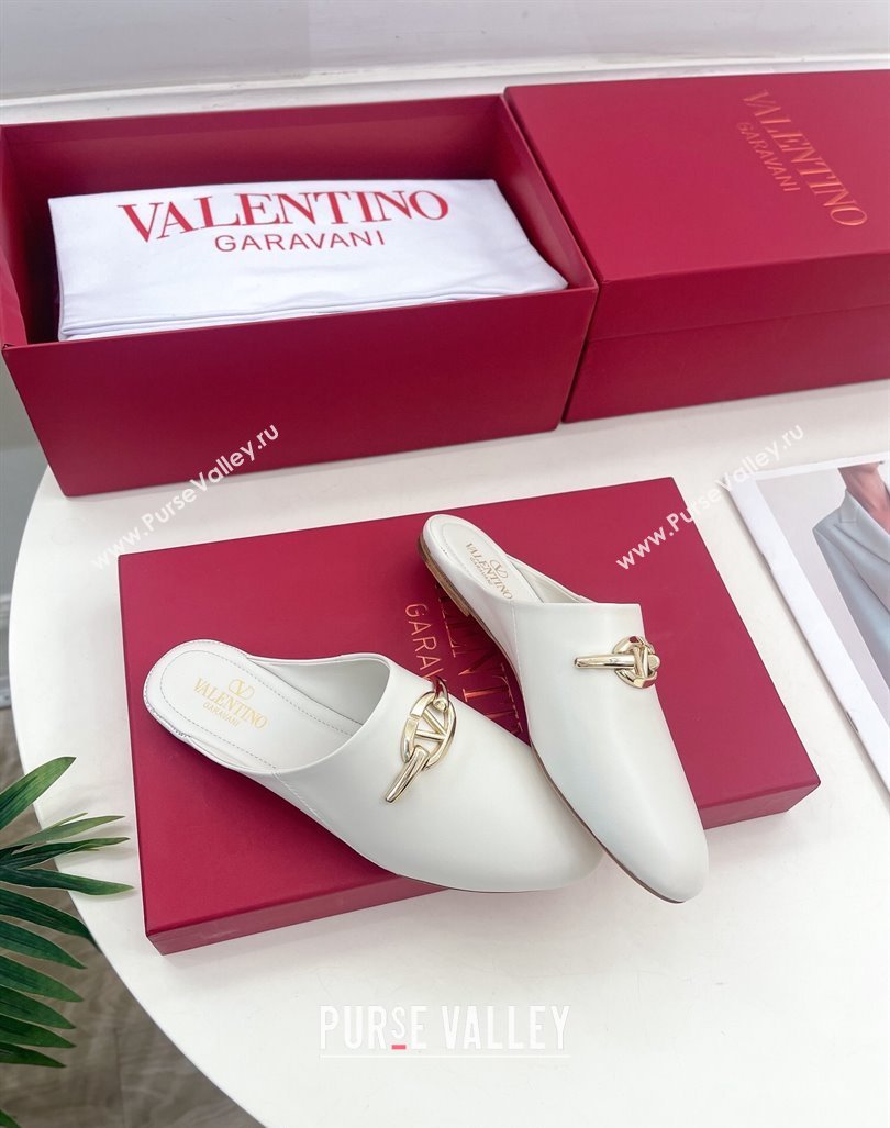 Valentino The Bold Edition VLogo Flat Mules White 2024 0429 (MD-240429088)