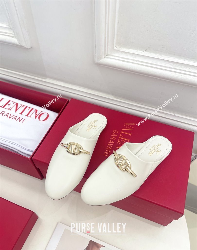 Valentino The Bold Edition VLogo Flat Mules White 2024 0429 (MD-240429088)