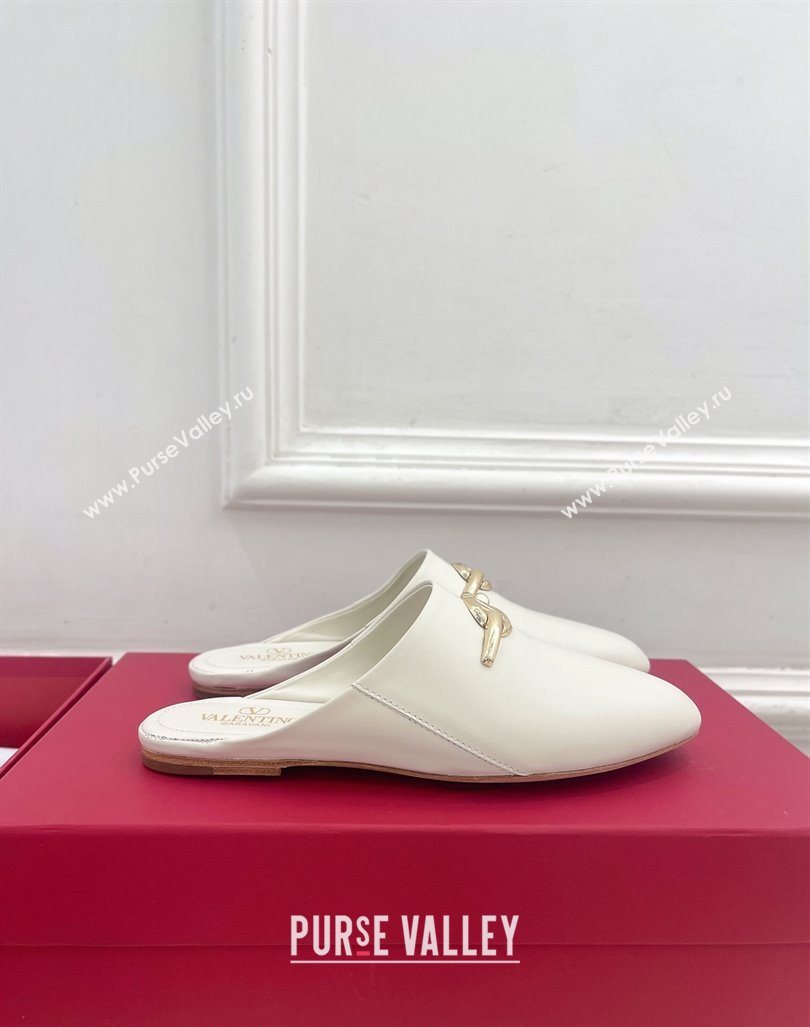 Valentino The Bold Edition VLogo Flat Mules White 2024 0429 (MD-240429088)