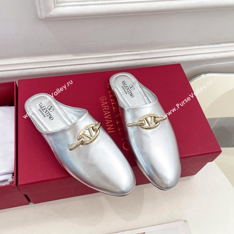 Valentino The Bold Edition VLogo Flat Mules Silver 2024 0429 (MD-240429090)