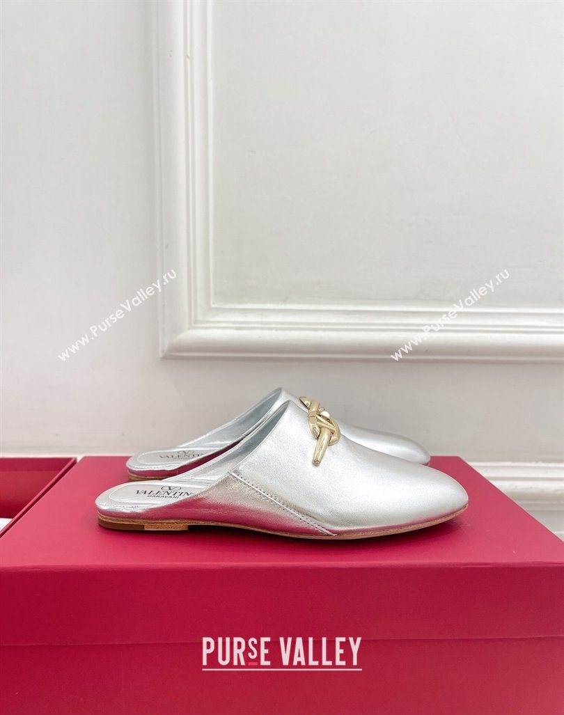 Valentino The Bold Edition VLogo Flat Mules Silver 2024 0429 (MD-240429090)