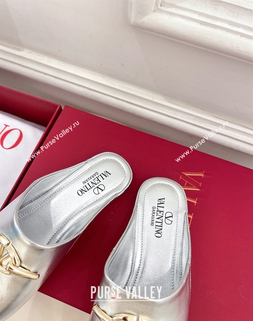 Valentino The Bold Edition VLogo Flat Mules Silver 2024 0429 (MD-240429090)