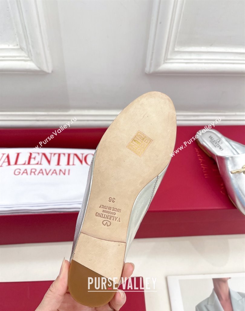 Valentino The Bold Edition VLogo Flat Mules Silver 2024 0429 (MD-240429090)