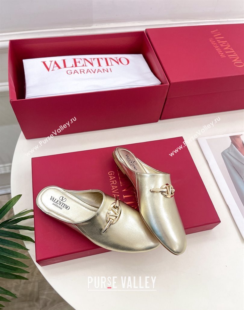 Valentino The Bold Edition VLogo Flat Mules Gold 2024 0429 (MD-240429091)