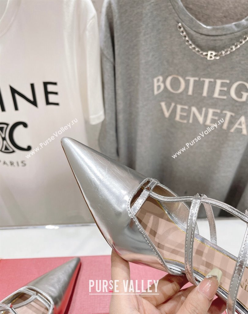 Valentino Rockstud Wispy Calfskin Heel Mules 6cm Silver 2024 0429 (MD-240429148)