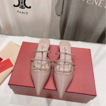 Valentino Rockstud Wispy Calfskin Leather Heel Mules 2.5cm Dusty Pink 2024 0429 (MD-240429153)
