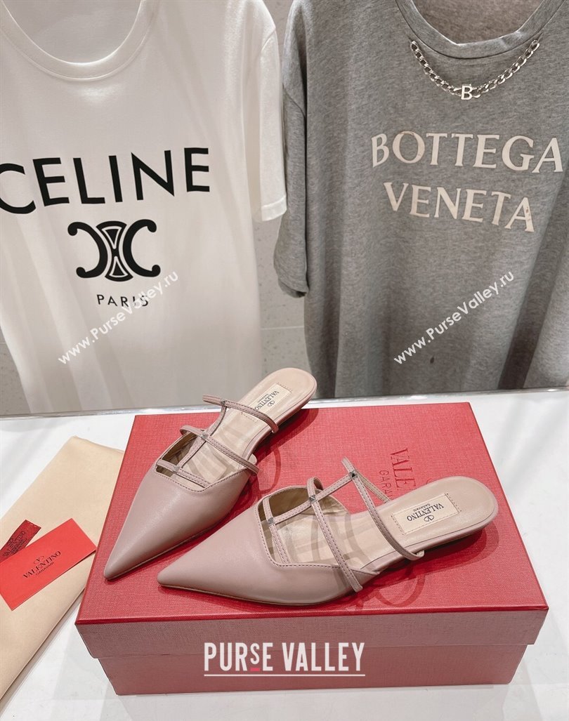 Valentino Rockstud Wispy Calfskin Leather Heel Mules 2.5cm Dusty Pink 2024 0429 (MD-240429153)