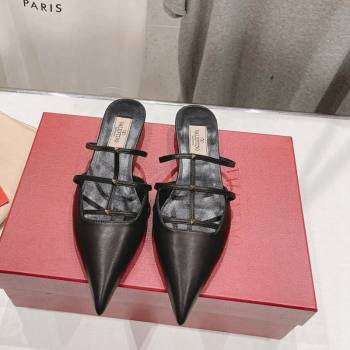 Valentino Rockstud Wispy Calfskin Leather Heel Mules 2.5cm Black 2024 0429 (MD-240429154)