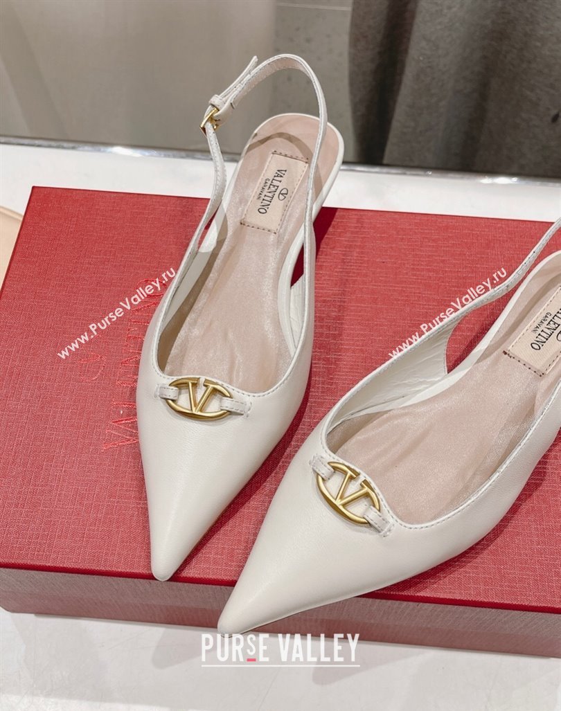 Valentino The Bold Edition VLogo Calfskin Slingback Ballerinas White 2024 0429 (MD-240429160)