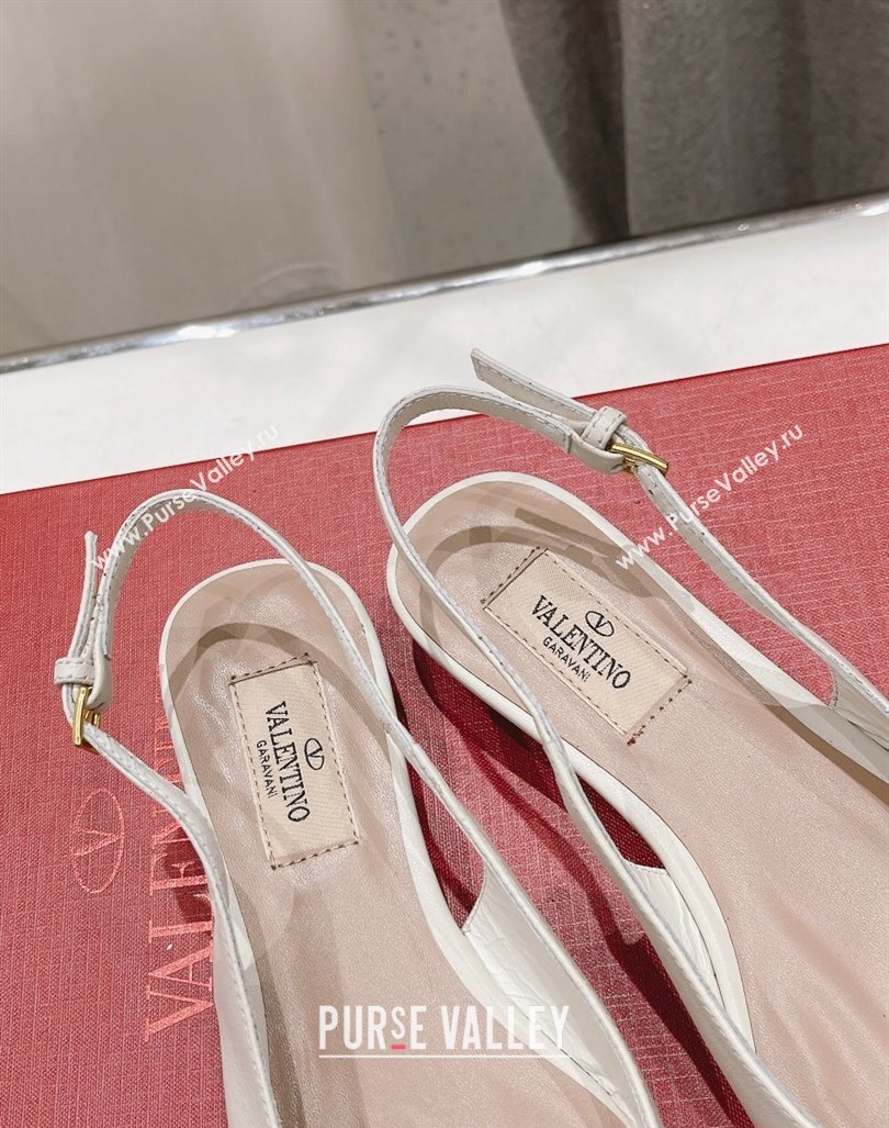 Valentino The Bold Edition VLogo Calfskin Slingback Ballerinas White 2024 0429 (MD-240429160)