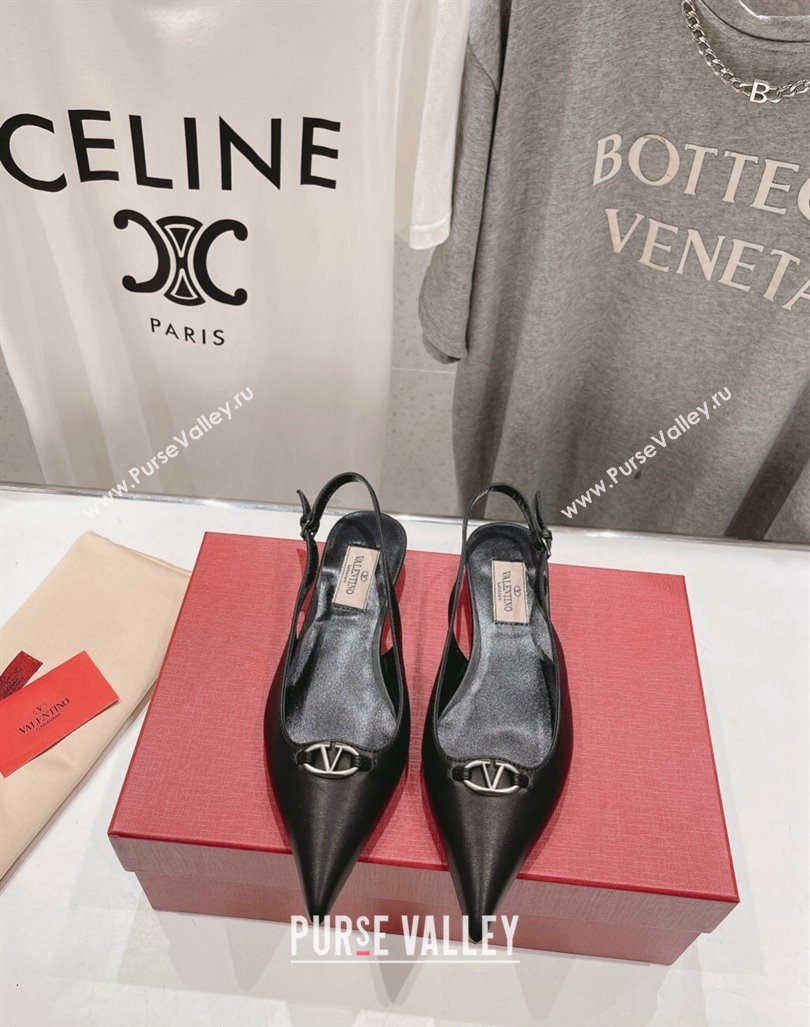 Valentino The Bold Edition VLogo Calfskin Slingback Ballerinas Black 2024 0429 (MD-240429161)