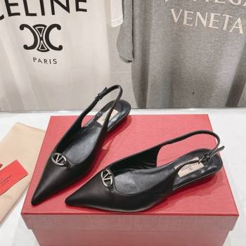 Valentino The Bold Edition VLogo Calfskin Slingback Ballerinas Black 2024 0429 (MD-240429161)