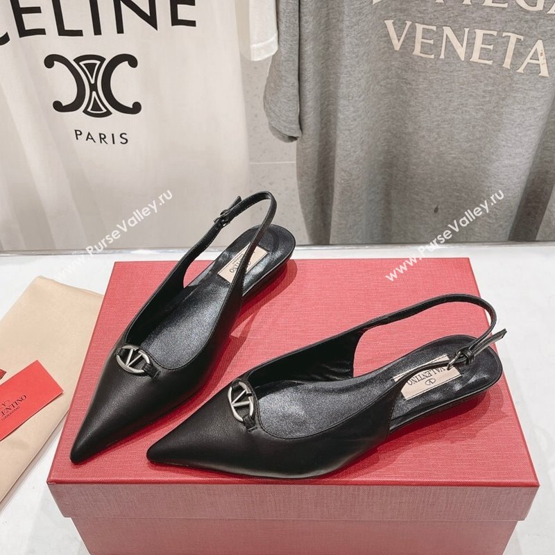 Valentino The Bold Edition VLogo Calfskin Slingback Ballerinas Black 2024 0429 (MD-240429161)