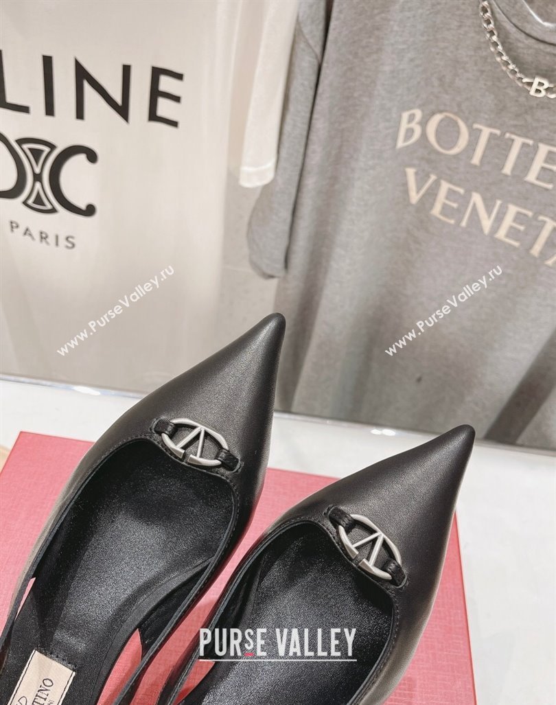 Valentino The Bold Edition VLogo Calfskin Slingback Ballerinas Black 2024 0429 (MD-240429161)