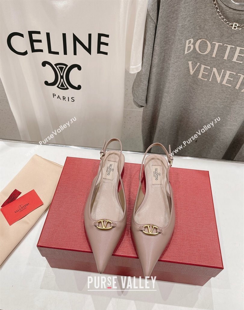 Valentino The Bold Edition VLogo Calfskin Slingback Ballerinas Dusty Pink 2024 0429 (MD-240429162)