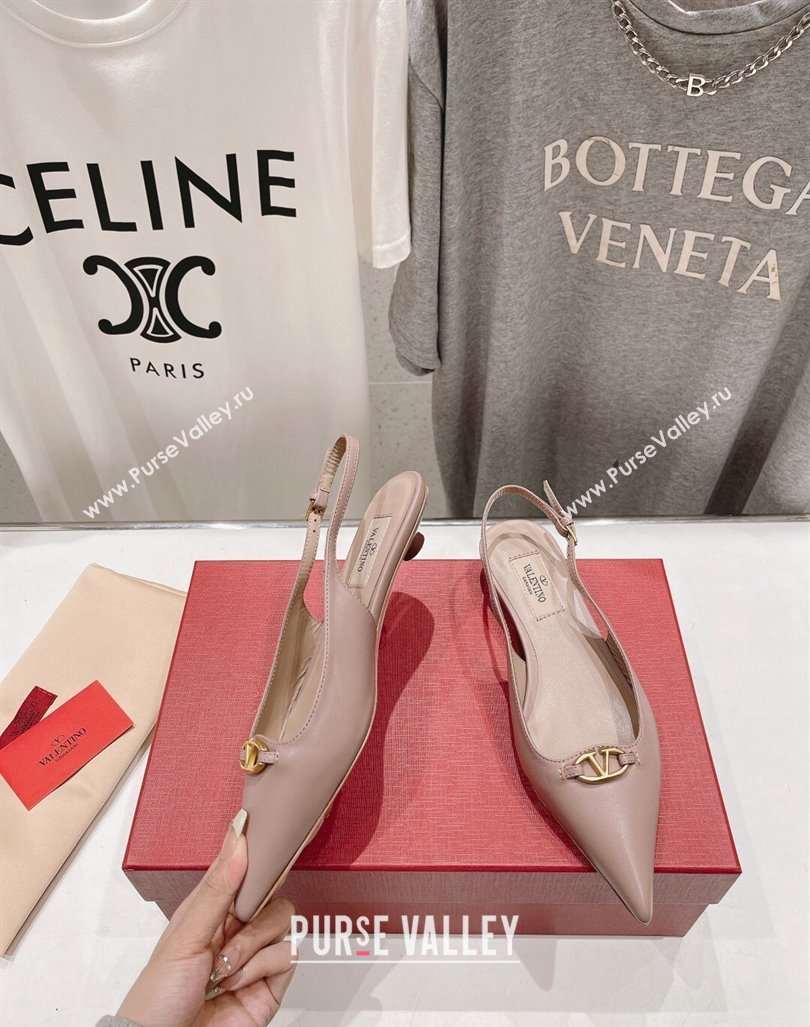 Valentino The Bold Edition VLogo Calfskin Slingback Ballerinas Dusty Pink 2024 0429 (MD-240429162)