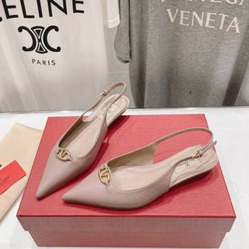 Valentino The Bold Edition VLogo Calfskin Slingback Ballerinas Dusty Pink 2024 0429 (MD-240429162)