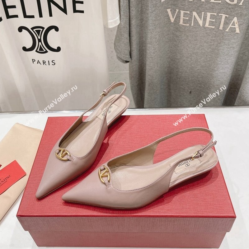 Valentino The Bold Edition VLogo Calfskin Slingback Ballerinas Dusty Pink 2024 0429 (MD-240429162)