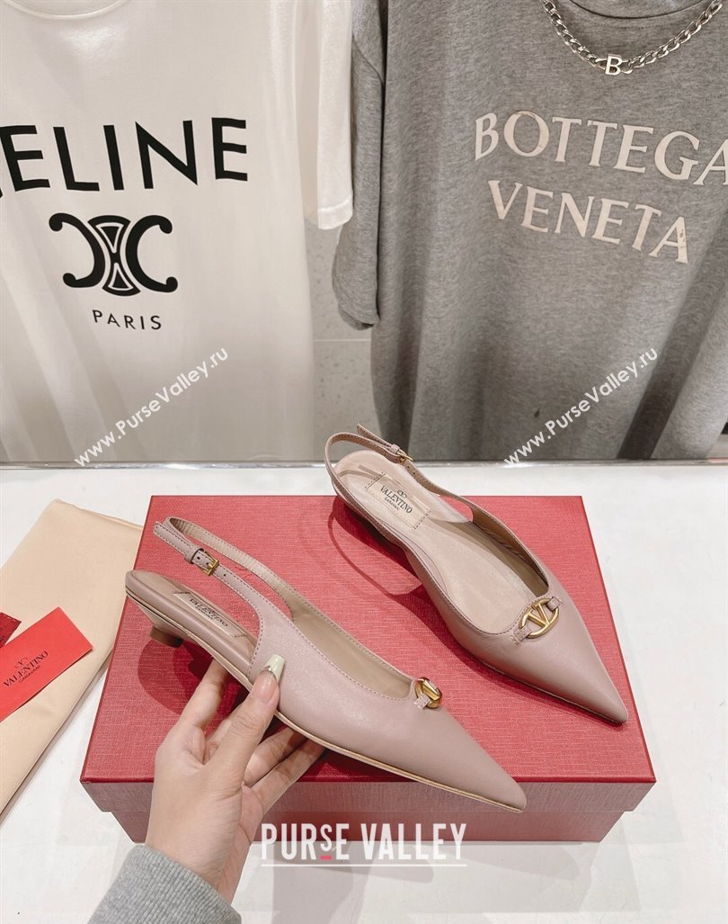 Valentino The Bold Edition VLogo Calfskin Slingback Ballerinas Dusty Pink 2024 0429 (MD-240429162)