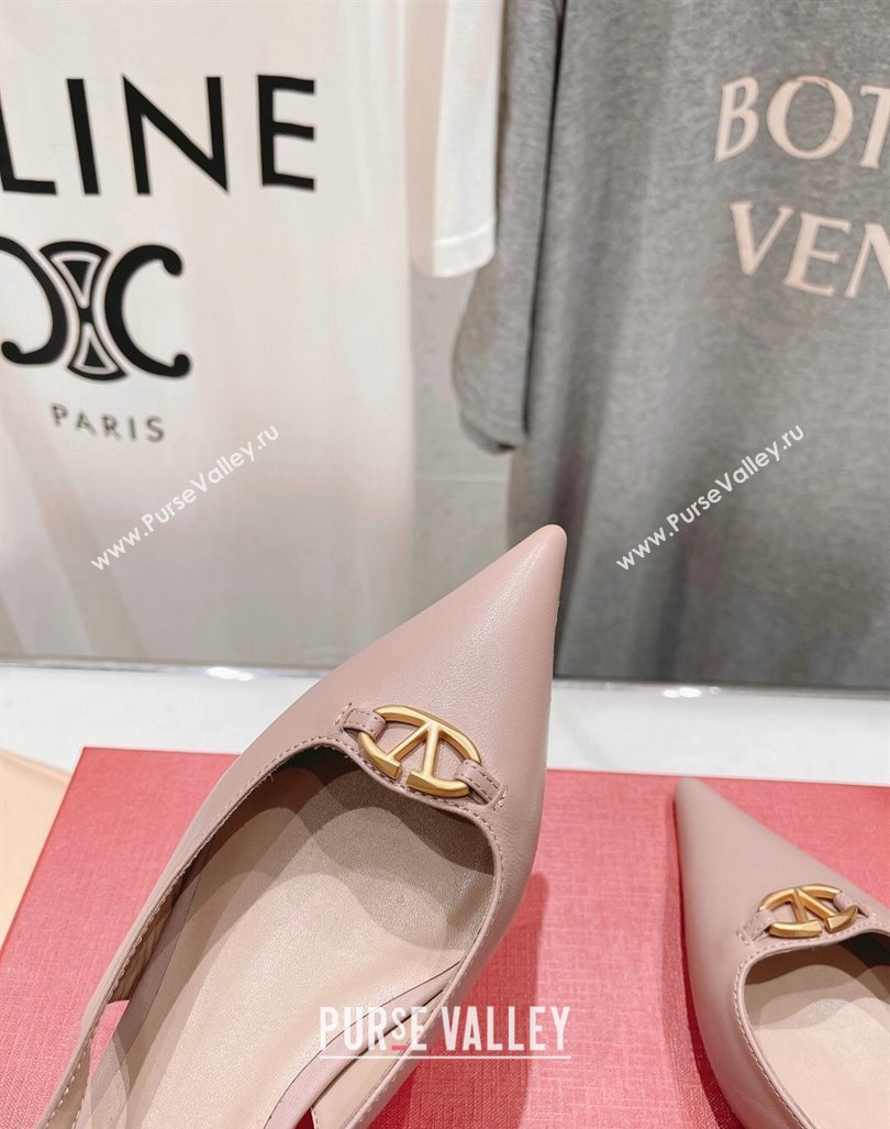 Valentino The Bold Edition VLogo Calfskin Slingback Ballerinas Dusty Pink 2024 0429 (MD-240429162)