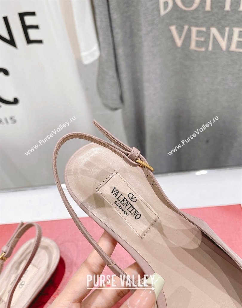 Valentino The Bold Edition VLogo Calfskin Slingback Ballerinas Dusty Pink 2024 0429 (MD-240429162)