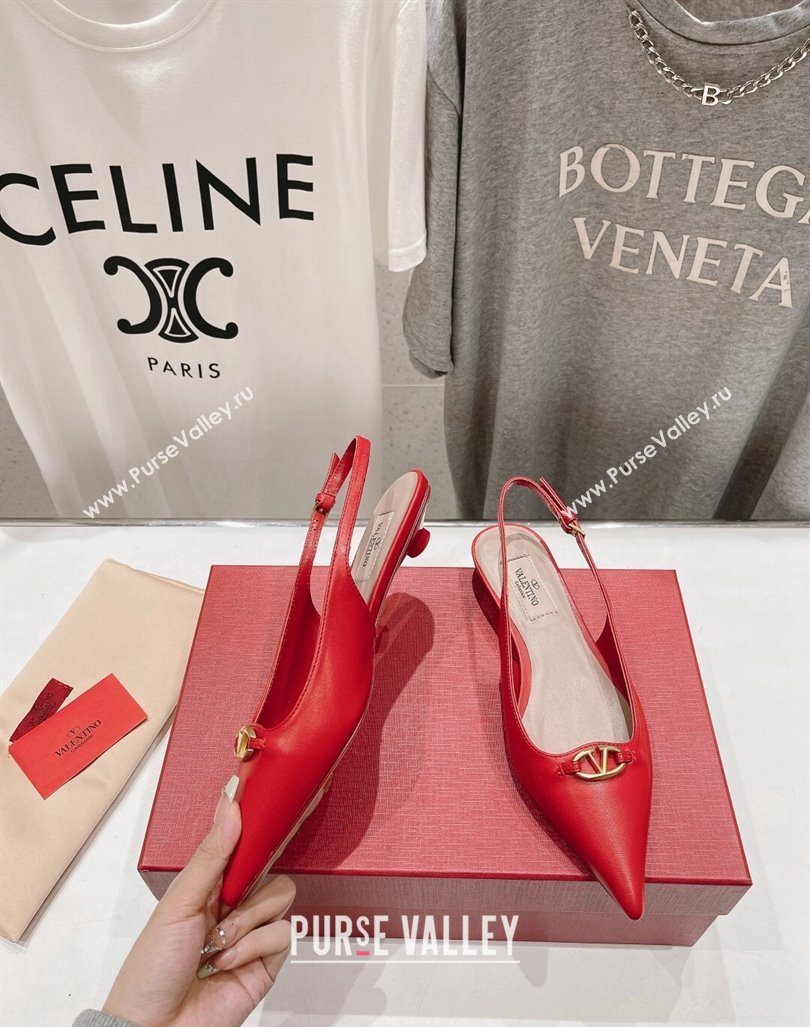 Valentino The Bold Edition VLogo Calfskin Slingback Ballerinas Red 2024 0429 (MD-240429164)